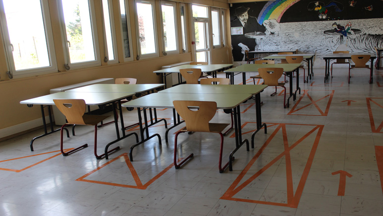 Reprise des cours au collège Jacques Prévert de Pontvallain le 18 mai 2020